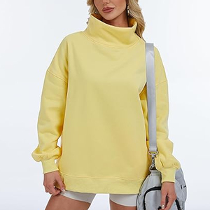 Sweat-shirt à capuche col montant personnalisé pour femme en coton éponge, coupe oversize, style décontracté, fournisseur et fabricant en gros - Product Image 5