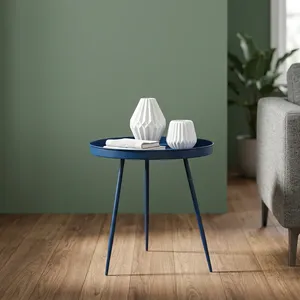 Table d'appoint moderne en fer thermolaqué avec plateau rond pour salon - Product Image 2