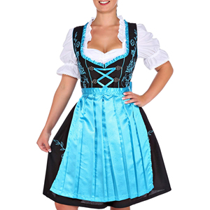 Robe bavaroise traditionnelle à manches courtes, style Dirndl, avec lacets, tenue une pièce pour femmes adultes - Product Image 4