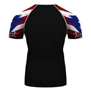 เสื้อแรชการ์ดแขนยาวสำหรับผู้ชาย สีน้ำเงิน พิมพ์ลายทรอปิคอล UPF 50+ ป้องกันแสงแดด เสื้อว่ายน้ำแขนยาว ผ้ายืดสแปนเด็กซ์โพลีเอสเตอร์ - Product Image 2