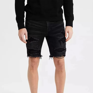 Proveedor de Shorts de Mezclilla, Fábrica de Shorts de Mezclilla, Shorts de Mezclilla al por Mayor, Shorts de Mezclilla en Lote, Shorts de Mezclilla Negros Lavados, Corte Regular, Desgastados, Jorts - Product Image 1
