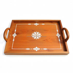 Bandeja de Servir de Madera Hecha a Mano de Primera Calidad con Incrustaciones de Nácar Pulido, Decoración Elegante para el Hogar, Vajilla, Regalos para Ramadán - Product Image 1