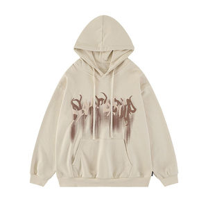 Fábrica de sudaderas al por mayor, sudaderas con capucha personalizadas, 100% algodón, sudaderas de invierno con forro polar, diseño de logotipo de calavera brillante. - Product Image 1