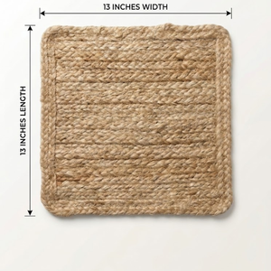 13 Inch <b>Square</b> Jute Rope <b>Placemat</b> Handmade Woven Natural Table Mat Eco Friendly Dining <b>Placemat</b> Wholesale OEM Supplier - Product Image 2