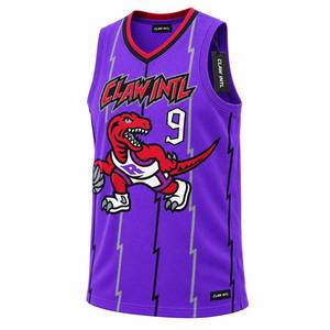Claw Intl Basketball Jersey <b>Purple</b> Dinosaur Print Heat-Transfer Printed Men's Tank <b>Top</b> Adult All Seasons Breathable <b>Mesh</b> 100% - Product Image 4