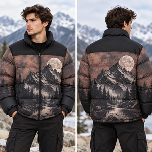 OEM Winter Customized Sublimation Printed <b>Hooded</b> Windproof <b>Waterproof</b> 100% Polyester <b>Puffer</b> <b>Jacket</b> Custom Quilted <b>Jacket</b> Men - Product Image 3