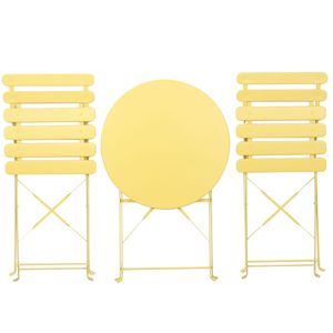 Set da 3 Pezzi in Metallo Giallo per Patio e Balcone: Tavolo e Sedie per Arredamento da Campeggio - Product Image 3