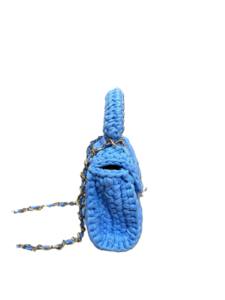 กระเป๋าถือมินิแบบสะพายข้างถักโครเชต์สีฟ้าอ่อน - Product Image 3