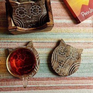 Croix gravée Écologique Carré En Bois À La Main Dessous De Verre De Luxe Décor À La Maison Cadeau Table À Manger Verres - Product Image 6