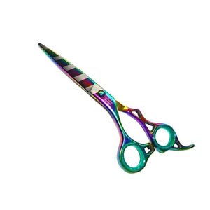 Professional Hairdressing Scissors Stainless Steel Sharp Blade Right Handed <b>Long</b> <b>Handle</b> Rainbow Finish Hair <b>Shears</b> - Product Image 5