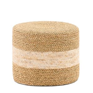 Poggiapiedi in Erba Marina Naturale Intrecciata Fatto a Mano, Pouf Quadrato in Acciaio Inossidabile per Arredamento Casa e Seduta - Product Image 1