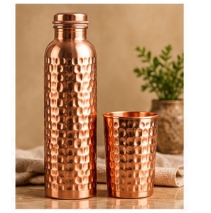 Botella de Agua de Cobre Rojo con Diseño de Montaña, con Tapa y Vaso, Set de Termo Portátil para Viaje - Product Image 3