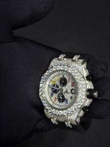 Reloj de Lujo para Hombre, de Acero Inoxidable, con Cristales de Imitación, Cronógrafo de Cuarzo, 41 mm, Analógico, con Números Romanos, Correa de Goma, Cierre de Mariposa, para Niños - Product Image 4
