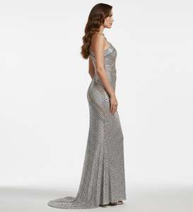 Robe de soirée sirène longue à sequins et perles pour femme, asymétrique à une épaule, dos nu, moulante, avec soutien-gorge intégré et taille naturelle - Product Image 6