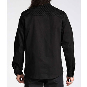 <b>Men's</b> Gothic Long Sleeve Shirt Dark Style Cargo Mesh Spliced Button Up Top Custom OEM ODM - Product Image 3
