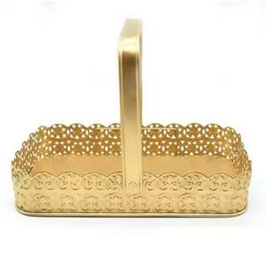 Cesta de regalo metálica para fiestas, cesta de almacenamiento para frutas y pan, cesta de regalo para celebraciones en la mesa - Product Image 1