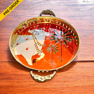 Plateau de service rectangulaire en laiton GLOSSY TOUCH ART, finition dorée, style minimaliste contemporain, vaisselle portable pour la cuisine et la maison - Product Image 6
