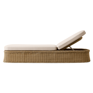 Elegant Outdoor Sun Lounger Teak Wood with Rattan Wicker and Storage Modern Style Comfortable Cushion Villa Hotel Furniture - Product Image 2