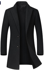 Manteau long en laine mélangée pour femme, rouge bordeaux, à revers cranté, simple boutonnage, épais et chaud pour l'hiver - Product Image 2