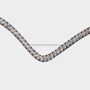 Haute qualité méga bling chaîne de cristal rond en argent fait à la main toutes les formes noir anglais cuir cheval front bande dans toutes les tailles personnalisées - Product Image 1