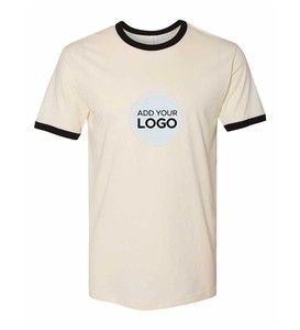 เสื้อยืดคอกลมแขนสั้นเนคเลเวล 100% ผ้าฝ้ายซูพิมา สีแดง/ขาว เสื้อยืดแขนสั้นแบบริงเกอร์ - Product Image 5