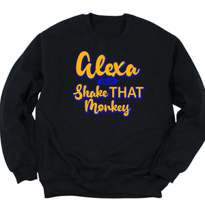 Alexa Play STM Crewneck <b>Sweatshirt</b> <b>Black</b> Women's Casual Pullover Fleece Top Graphic College Apparel Long Sleeve Cozy <b>Sweatshirt</b> - Product Image 1