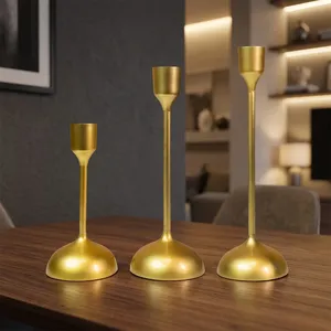 Support de bougie en métal doré, grand porte-bougie décoratif pour centre de table, idéal pour la maison, le salon ou la salle à manger - Product Image 6