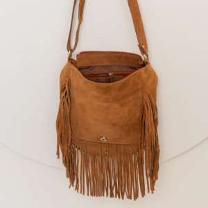 กระเป๋าสะพายพาดลำตัวหนังวัวมีพู่สำหรับผู้หญิงกระเป๋าสะพายไหล่หนังกลับแท้คุณภาพสูง - Product Image 6