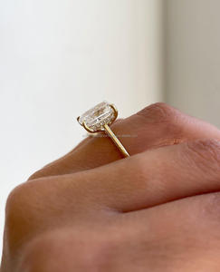 Anillo de Compromiso y Matrimonio de Oro Blanco de 14k con Diamante Cultivado en Laboratorio con Corte Esmeralda IGI/GIA, Joyería para Mujer, Regalo para Fiestas - Product Image 3
