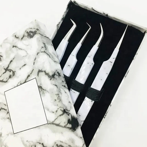 Haute qualité marbre impression pince à épiler cils solide Extension de cils pince à épiler Logo accepté boîte personnalisée haute pince à épiler en acier inoxydable - Product Image 2