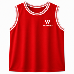 WARPRO Conjunto Deportivo Unisex Rojo sin Mangas, Camiseta y Pantalones Cortos, Poliéster que Absorbe la Humedad, Ropa de Baloncesto para Todas las Temporadas - Product Image 3