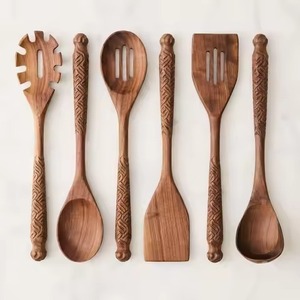 Juego de Cucharas de Madera con Mangos Tallados Vintage, Juego de Cucharas y Espátulas de Madera para Cocina, Utensilios de Cocina de Madera para Venta al por Mayor - Product Image 1