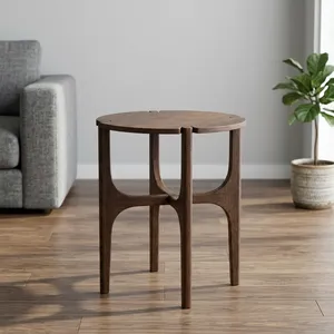 Modern Round <b>Wooden</b> <b>Side</b> <b>Table</b> Solid Wood Accent End <b>Table</b> Minimalist Living Room Bedroom Furniture Contemporary Decorative - Product Image 1