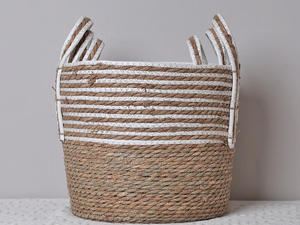 High Quality Water Hyacinth Seagrass Storage Basket Planter, Natural Handwoven Wicker Flower Pot, Eco-Friendly Rustic Decor - Product Image 5