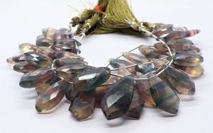 Cuentas facetadas de fluorita natural AAA en forma de lazo de 10x21-14x28 mm, cuentas de piedras preciosas de fluorita de 8 pulgadas, cuentas facetadas de fluorita en forma de lazo para joyería. - Product Image 3