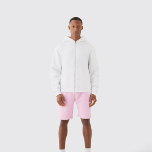 Sweat-shirts thermiques à capuche zippés pour hommes en coton et polyester, personnalisables, avec col en polaire, motif uni, en solde - Product Image 3
