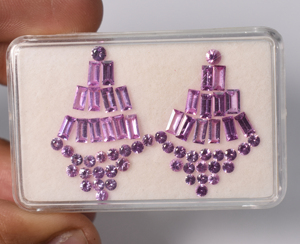 Juego de Gemas Sueltas de Zafiro Rosa Natural, Corte Baguette y Redondo, Pequeñas y Calibradas, para la Elaboración de Joyería - Product Image 1