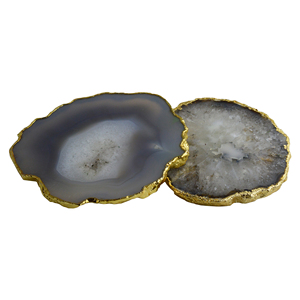 Strongly <b>Agate</b> <b>Coaster</b> Pair for Home Decor Table Restaurant Decor With Gold Plated Finishing <b>Coaster</b> Design - Product Image 6
