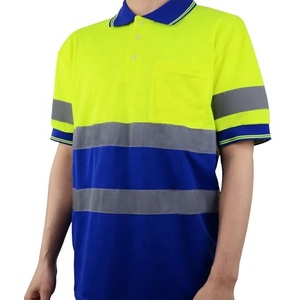 Polo de travail personnalisé à manches courtes en polyester thermique haute visibilité, classe 2, impression de logo de marque d'entreprise sur mesure - Product Image 1