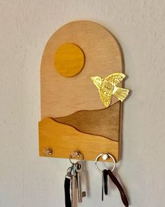 Modern Wooden Wall Mounted <b>Key</b> Holder Rack with Hooks for Home Entryway Organizer Handmade Solid Wood <b>Key</b> <b>Hanger</b> Decorative - Product Image 4