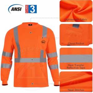 เสื้อสเวตเชิ้ตขนแกะไซส์ใหญ่ราคาถูก ปลอดภัย สกรีนโลโก้ได้ สำหรับผู้ชายและผู้หญิง สะท้อนแสง ANSI Class 1 ไฟ LED กันน้ำ ZUNEZI INTERNATIONAL - Product Image 3