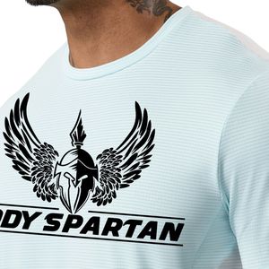 Men Sky Blue Grey Color Block Sports TShirt Breathable Quick Dry <b>Athletic</b> Gym Training Tee Lightweight Running Fitness Top Short - Product Image 3
