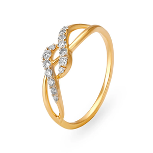 Bague en or massif 14 carats avec diamant de laboratoire, motif tressé éternel, pour femme, bande ondulée entrelacée empilable, élégante bague d'anniversaire - Product Image 4