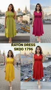 SK NOOR SONS PRESENTA Vestido Midi Casual de Verano para Mujer, Elegante, Ecológico, con Cuello en V, Estampado Floral, Transpirable, de Rayón, Corte en A - Product Image 2