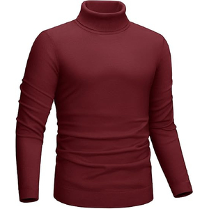 Pull à col roulé en tricot pour homme, coupe classique, 100% coton, couleur unie, manches longues, vêtements décontractés d'automne, logo personnalisé - Product Image 1