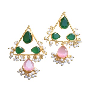 Pendientes de Latón de Exportación al por Mayor, Diseño de Piedra Natural en Bruto, Acabado de Latón Antiguo, Hipoalergénicos, Seguros de Usar, Premium, Listos para B2B - Product Image 1