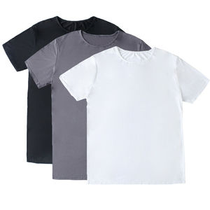 Nouveau T-shirt noir 100 % coton pour homme, coupe ample, manches courtes, col rond, en coton peigné, avec impression sérigraphiée - Product Image 1