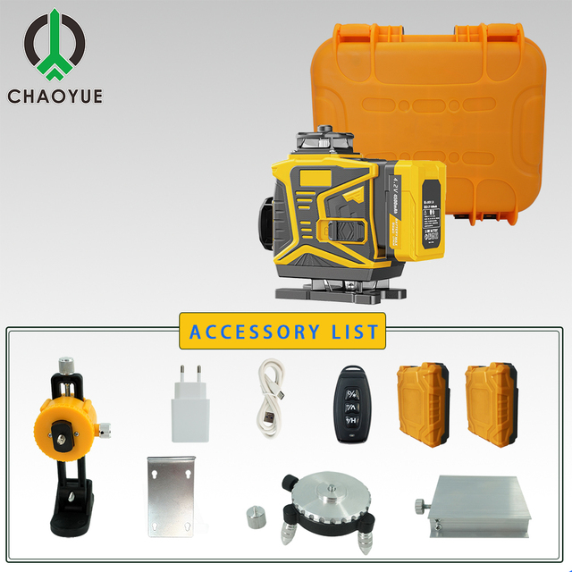 4D 16 Lines Self Leveling 360 Degree Cross Line Green Beam Laser Level