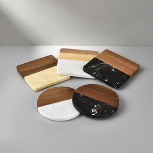 Posavasos de resina y madera, hechos a mano, artísticos, para bebidas, juego de posavasos para café, té, decoración de mesa, regalo para el hogar - Product Image 1