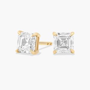 Boucles d'oreilles en diamant de laboratoire taille Asscher en or blanc - Product Image 5